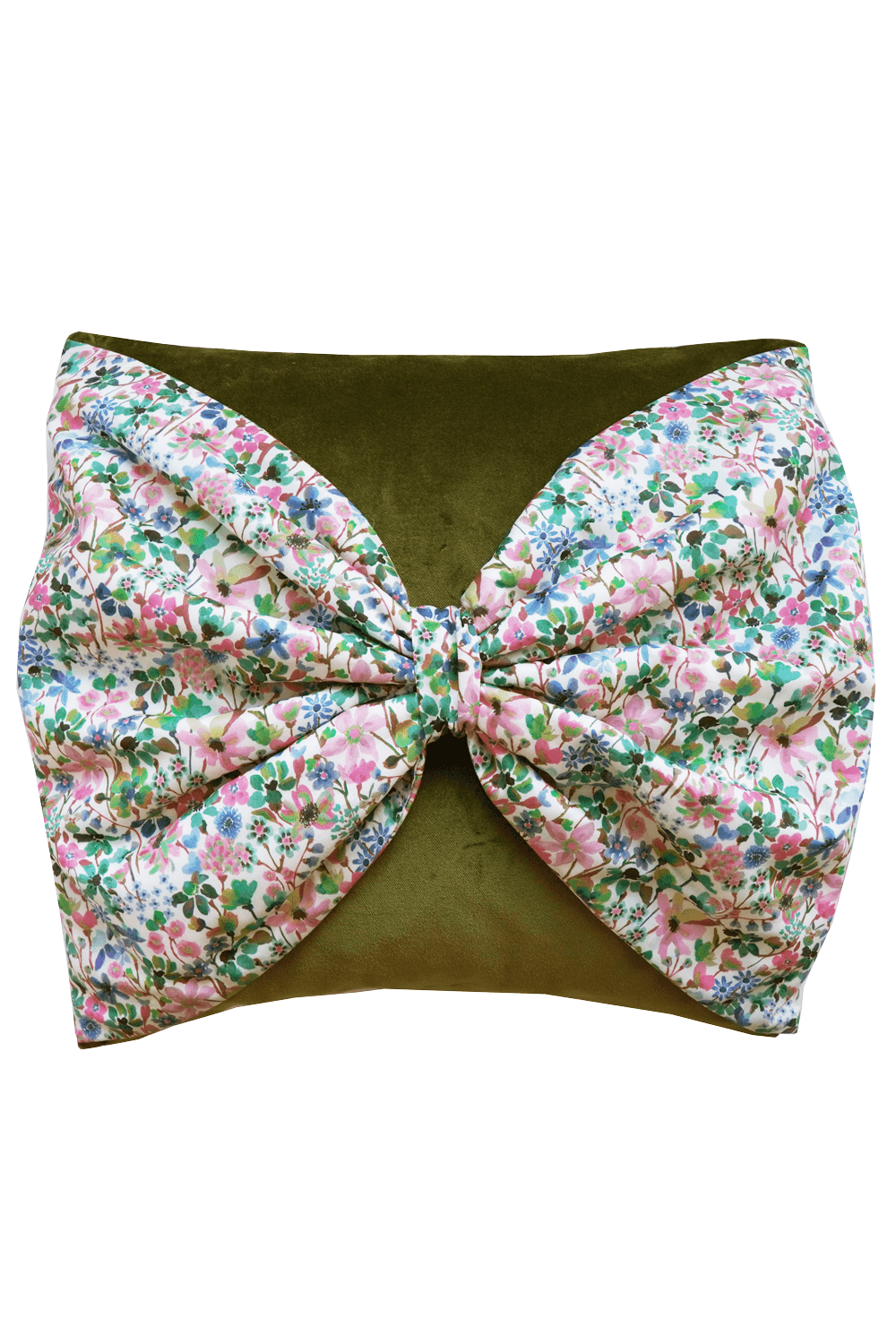 Big Bow Velvet Cushion made with Liberty Fabric DREAMS OF SUMMER