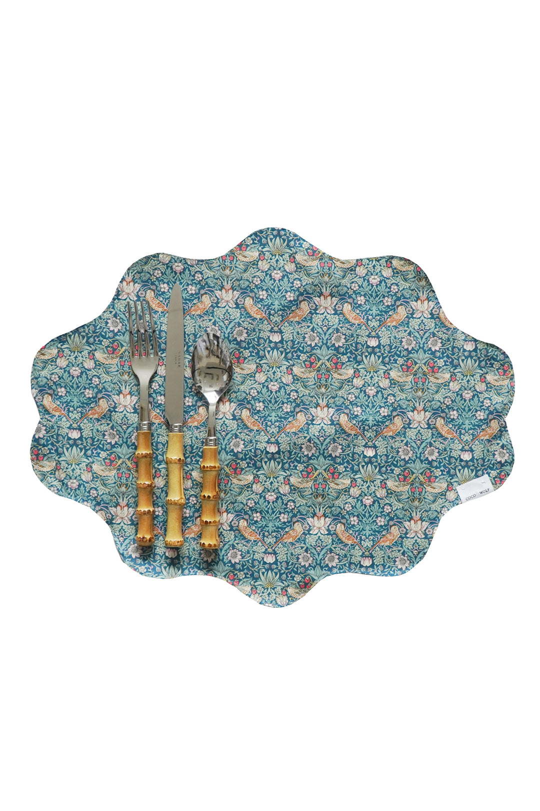 Reversible Wavy Placemat made with Liberty Fabric STRAWBERRY THIEF & WILTSHIRE