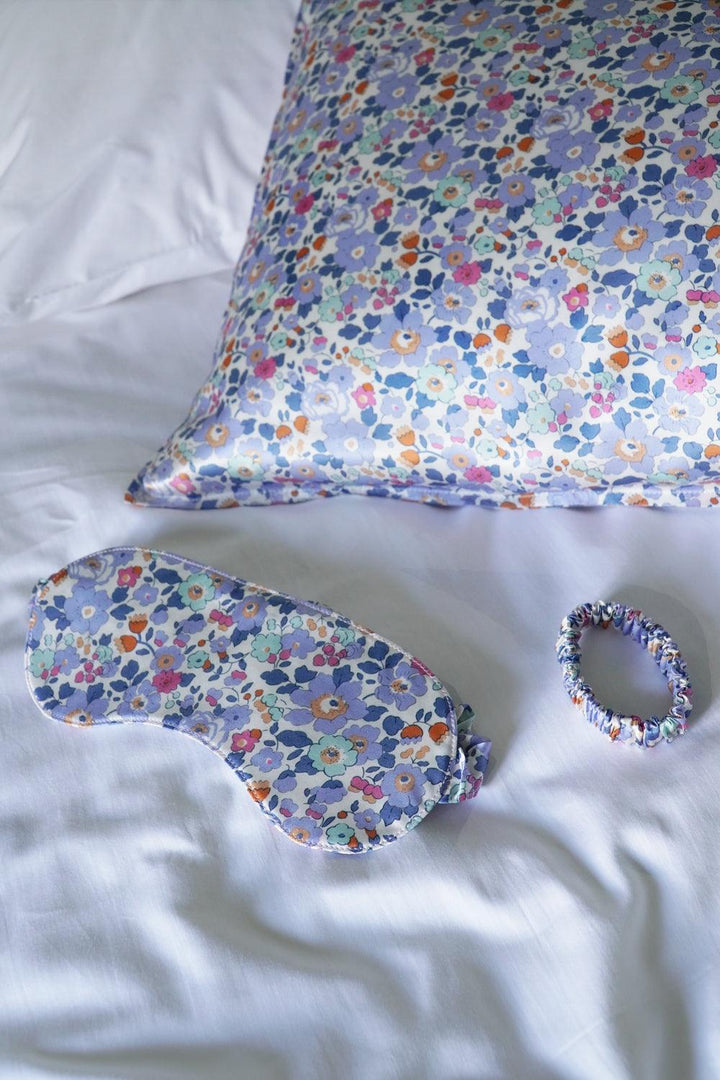 Silk Eye Mask made with Liberty Fabric BETSY LAVENDER BLUE