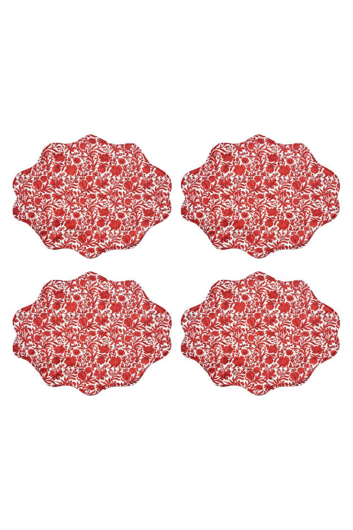 Reversible Wavy Placemat made with Liberty Fabric SAMBOURNE RED & MITSI VALERIA RED