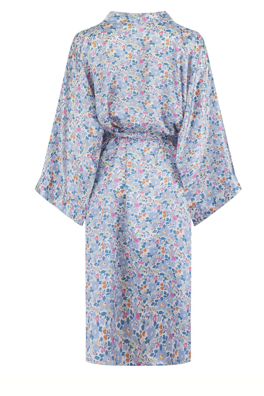 Women's Silk Kimono made with Liberty Fabric BETSY LAVENDER BLUE