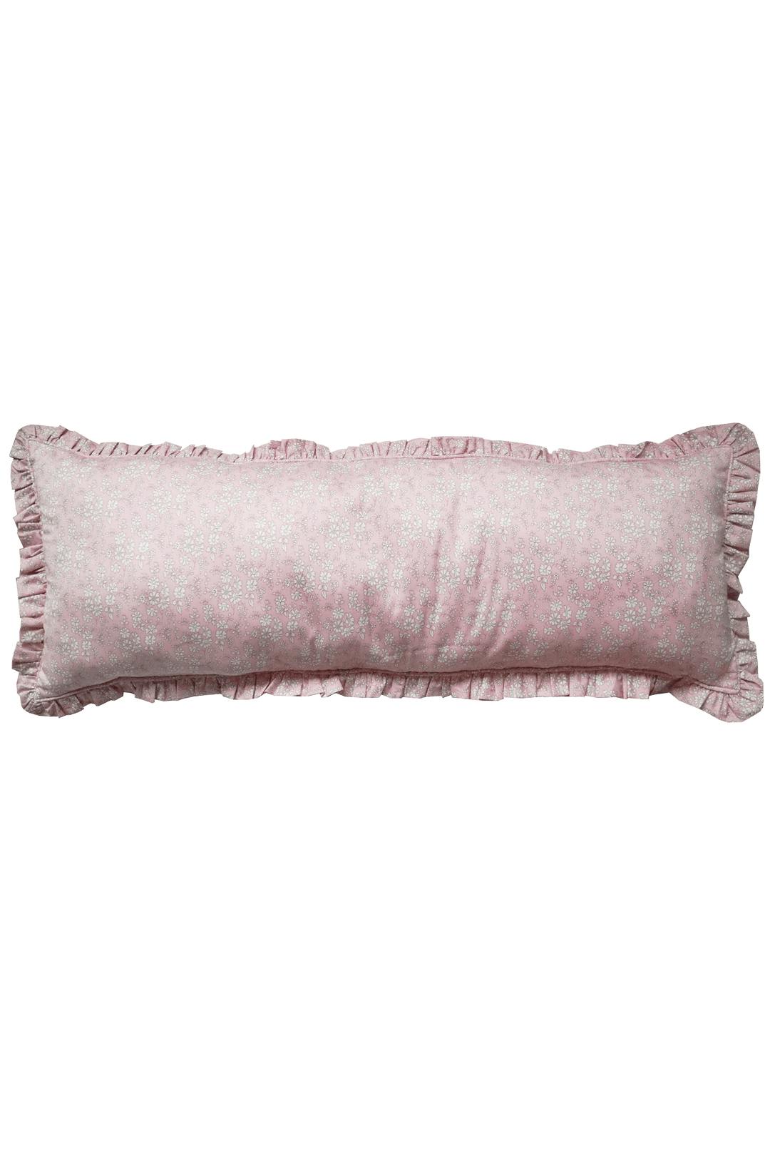 リバティファブリックを使用したフリル付きボルスターランバークッション CAPEL PINK