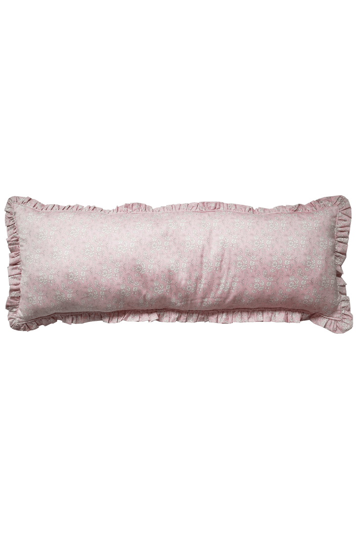 リバティファブリックを使用したフリル付きボルスターランバークッション CAPEL PINK