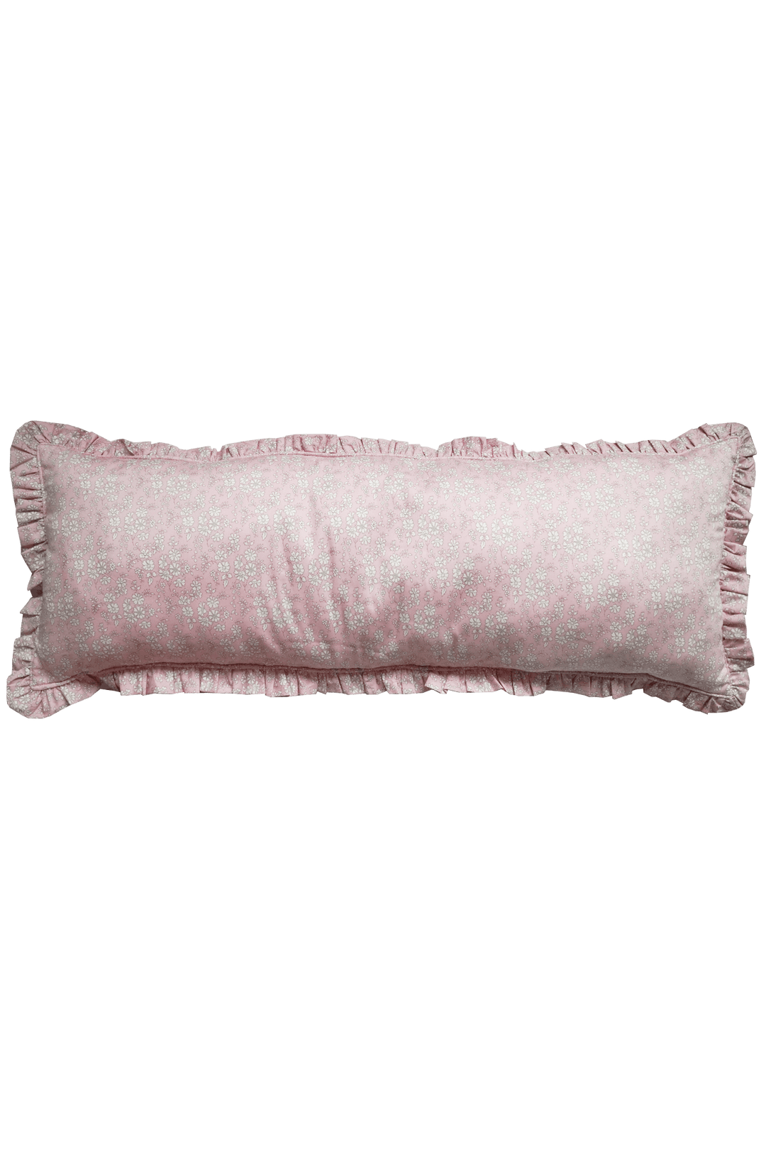 リバティファブリックを使用したフリル付きボルスターランバークッション CAPEL PINK