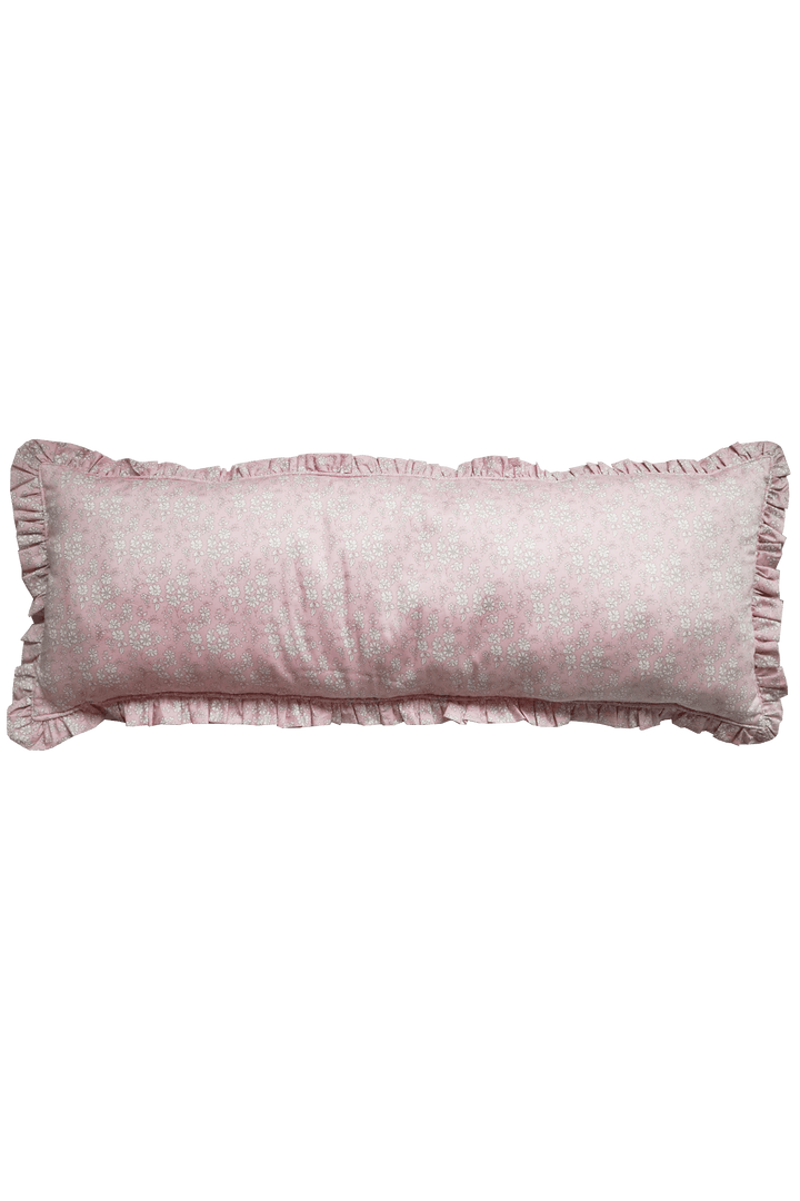 リバティファブリックを使用したフリル付きボルスターランバークッション CAPEL PINK