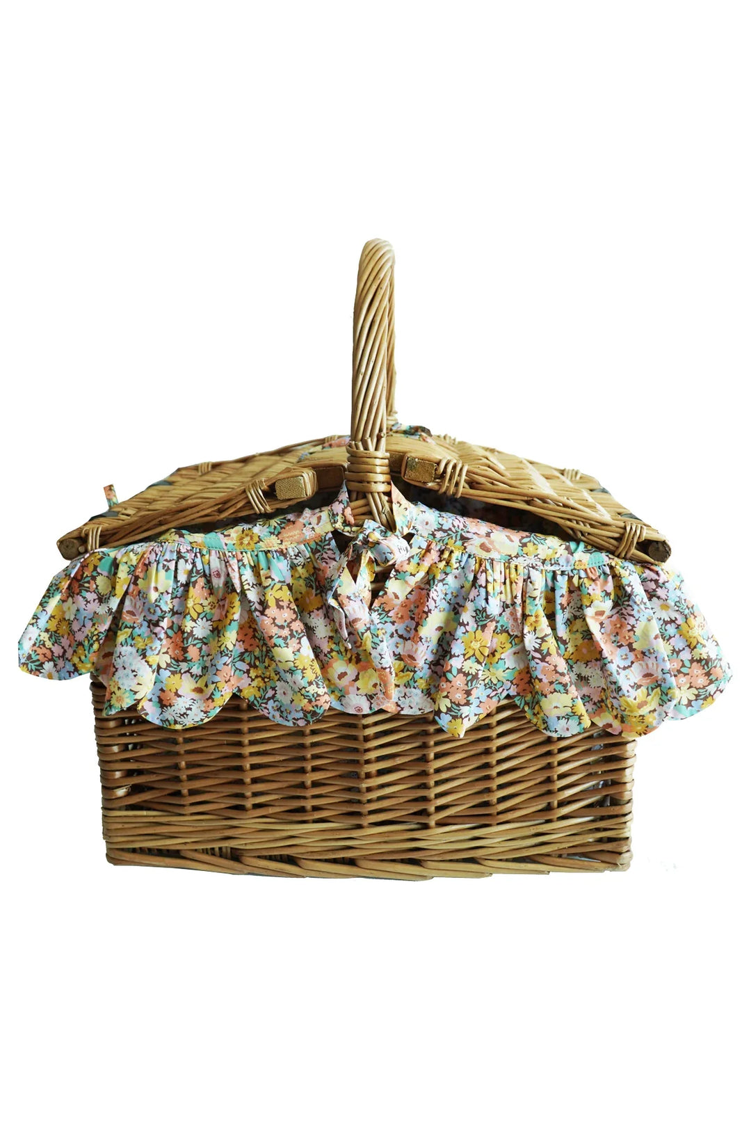 Coco & Wolf × O Pioneers Rectangular Picnic Basket Hamper made with Liberty Fabric THORPE