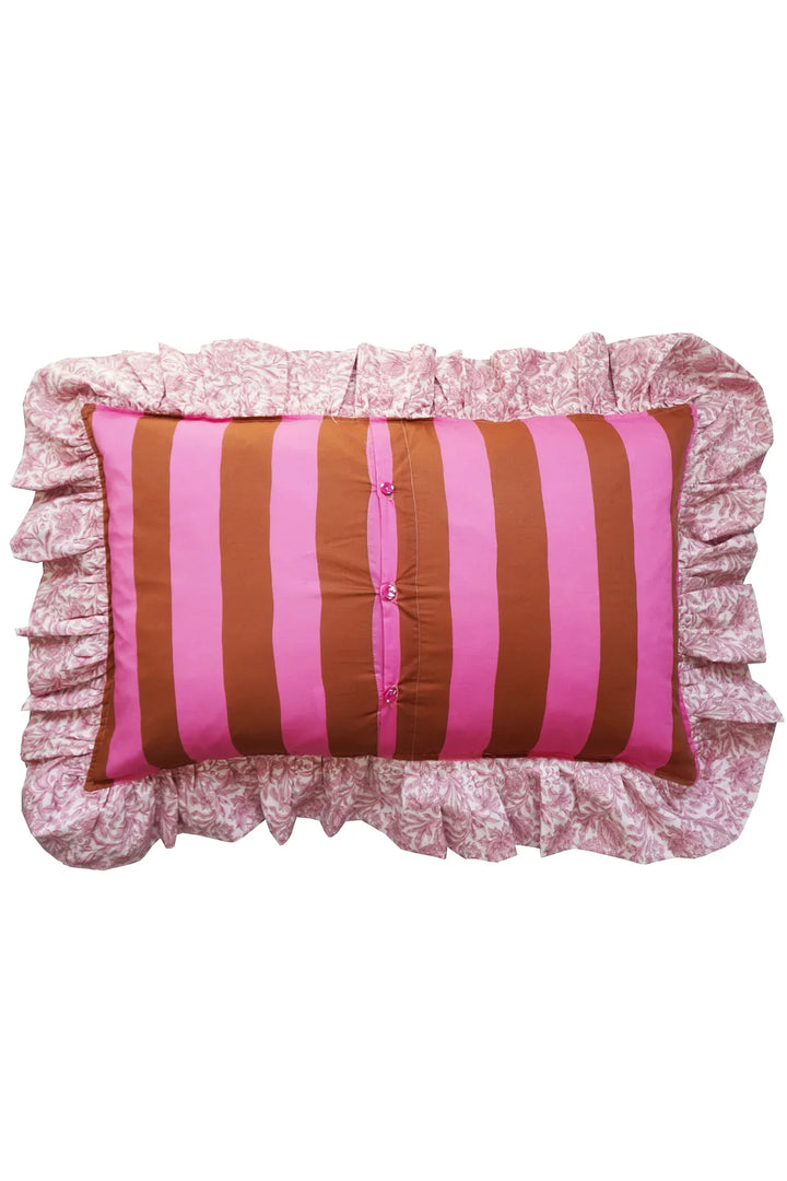 Oblong Ruffle Cushion made with Liberty Fabric VACATION STRIPE & SAMBOURNE