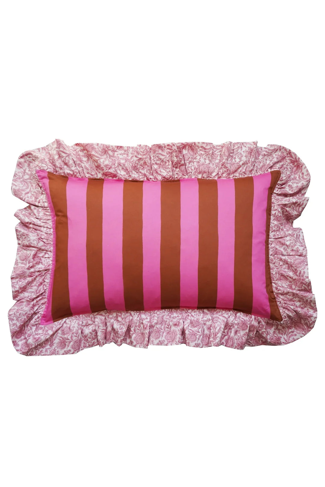 Oblong Ruffle Cushion made with Liberty Fabric VACATION STRIPE & SAMBOURNE