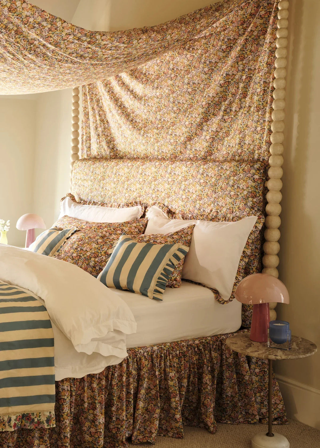 Bedskirt Valance made with Liberty Fabric THORPE YELLOW