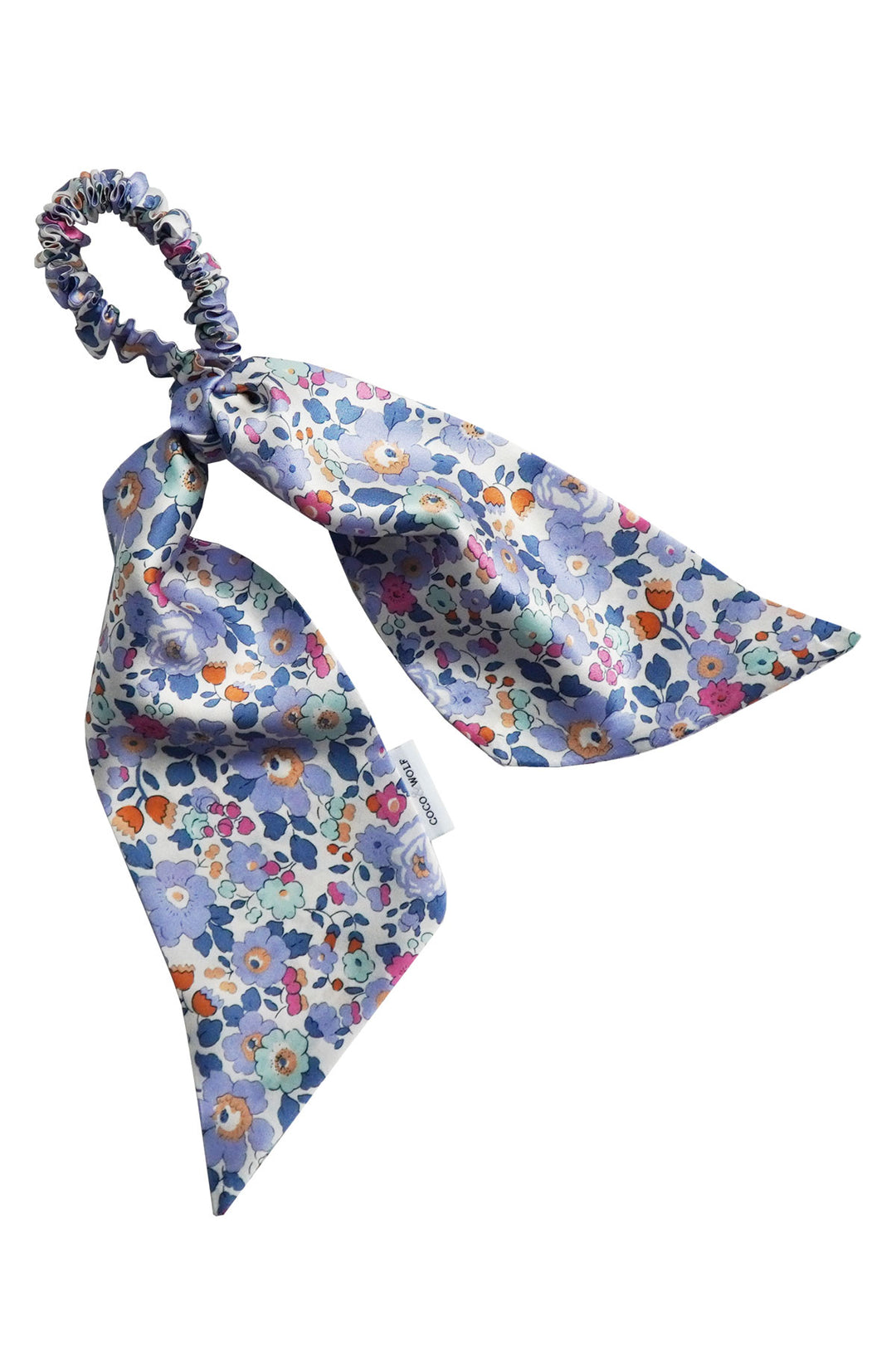 Silk Hair Scrunchie with Tails made with Liberty Fabric BETSY LAVENDER BLUE