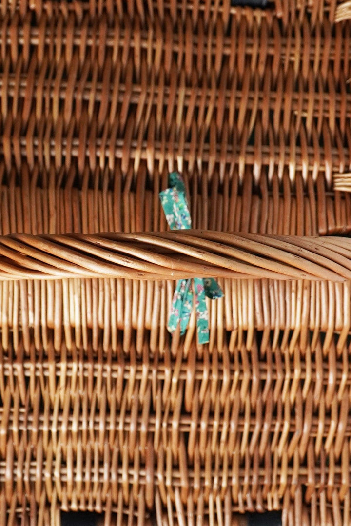 Rectangular Picnic Basket Hamper made with Liberty Fabric DONNA LEIGH GREEN
