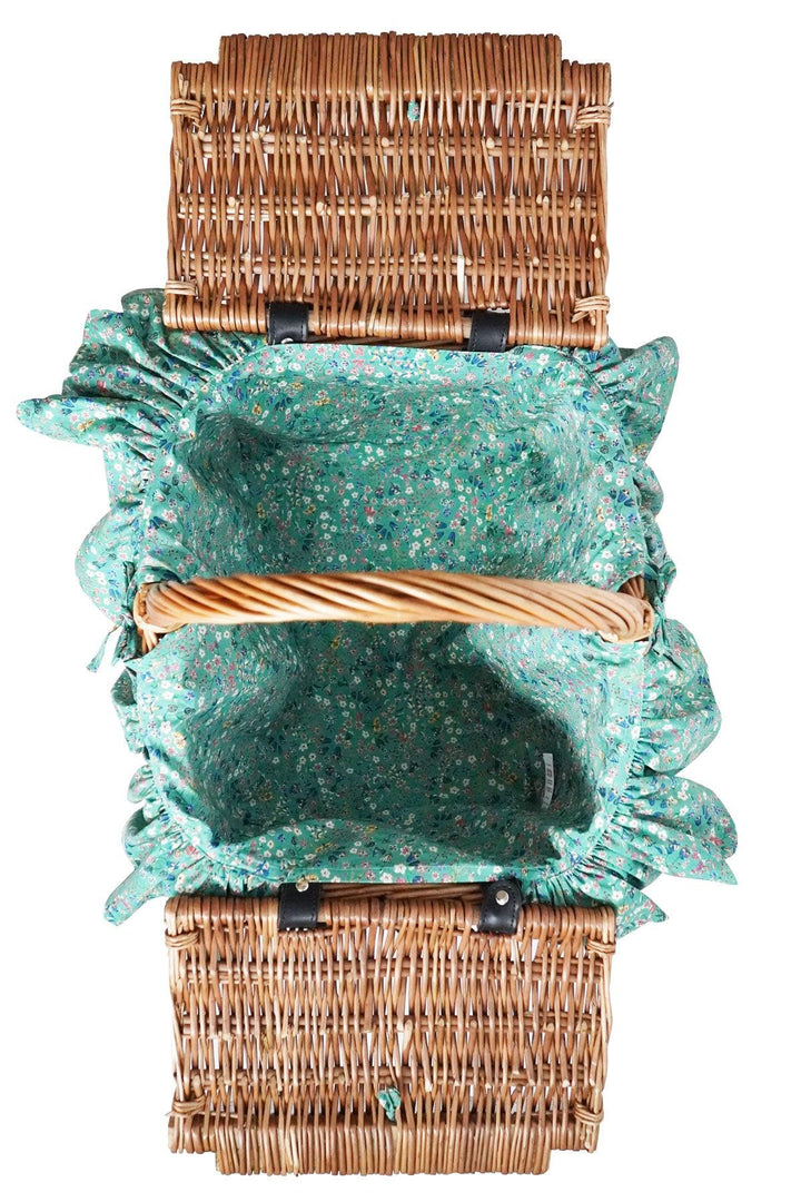 Rectangular Picnic Basket Hamper made with Liberty Fabric DONNA LEIGH GREEN