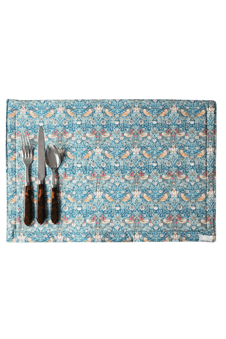 Reversible Stitch Placemat made with Liberty Fabric EVA BELLE & STRAWBERRY THIEF