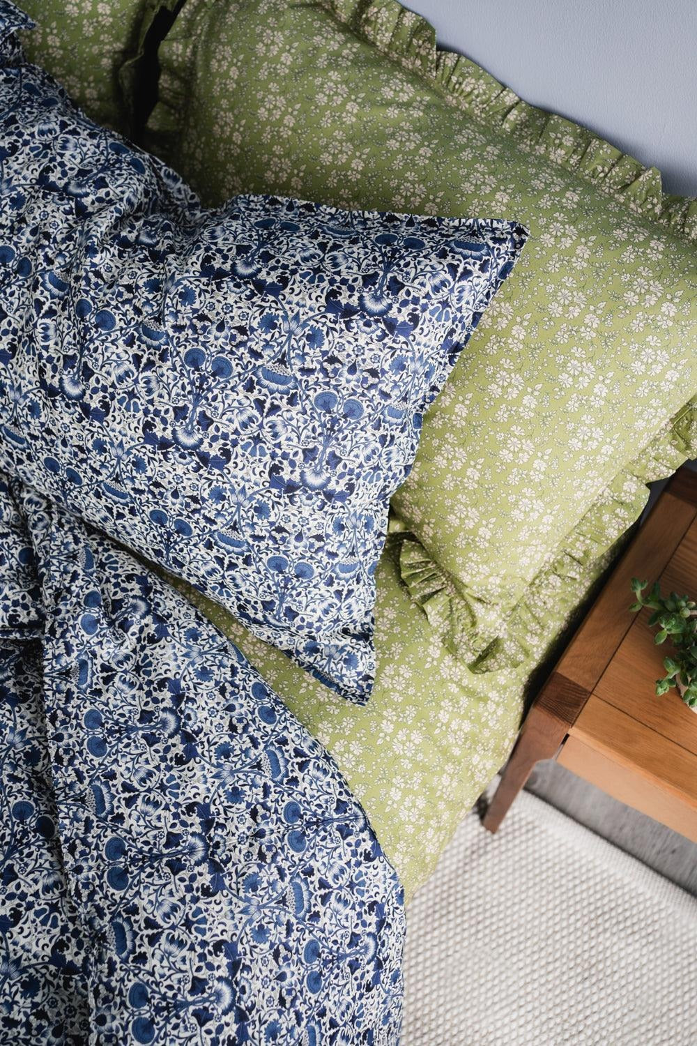 Fitted Sheet made with Liberty Fabric CAPEL PISTACHIO