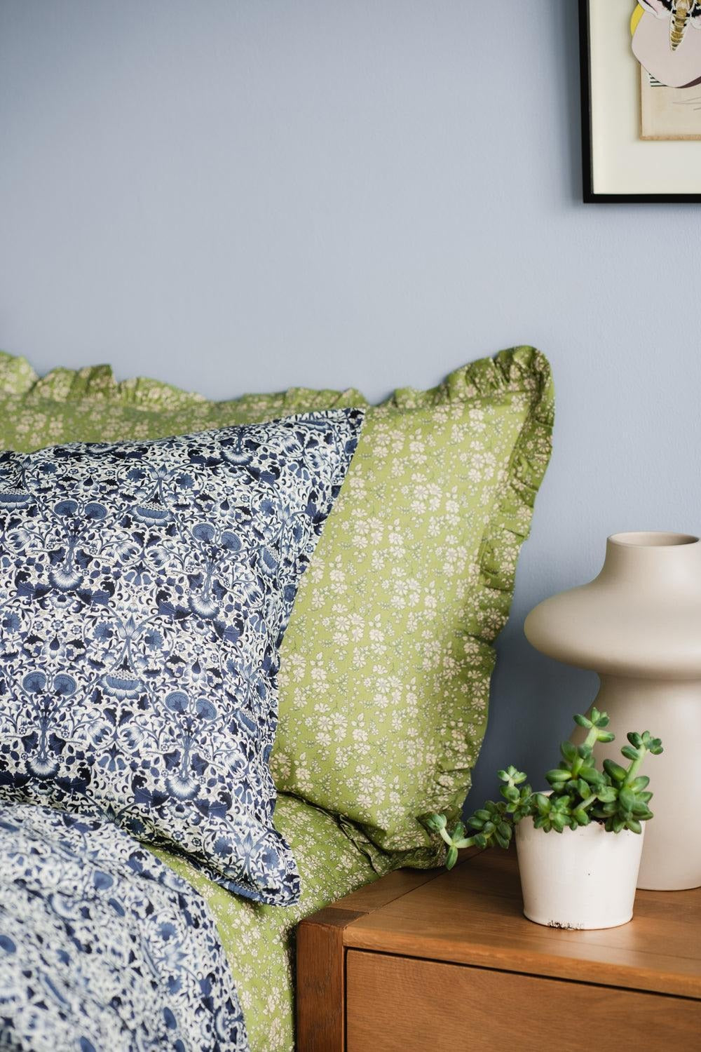 Fitted Sheet made with Liberty Fabric CAPEL PISTACHIO