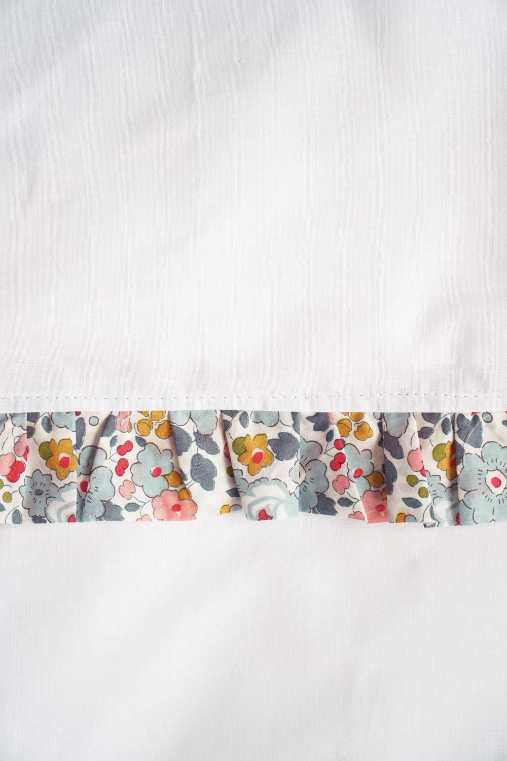 Frill-Edge White Duvet Set made with Liberty Fabric BETSY GREY