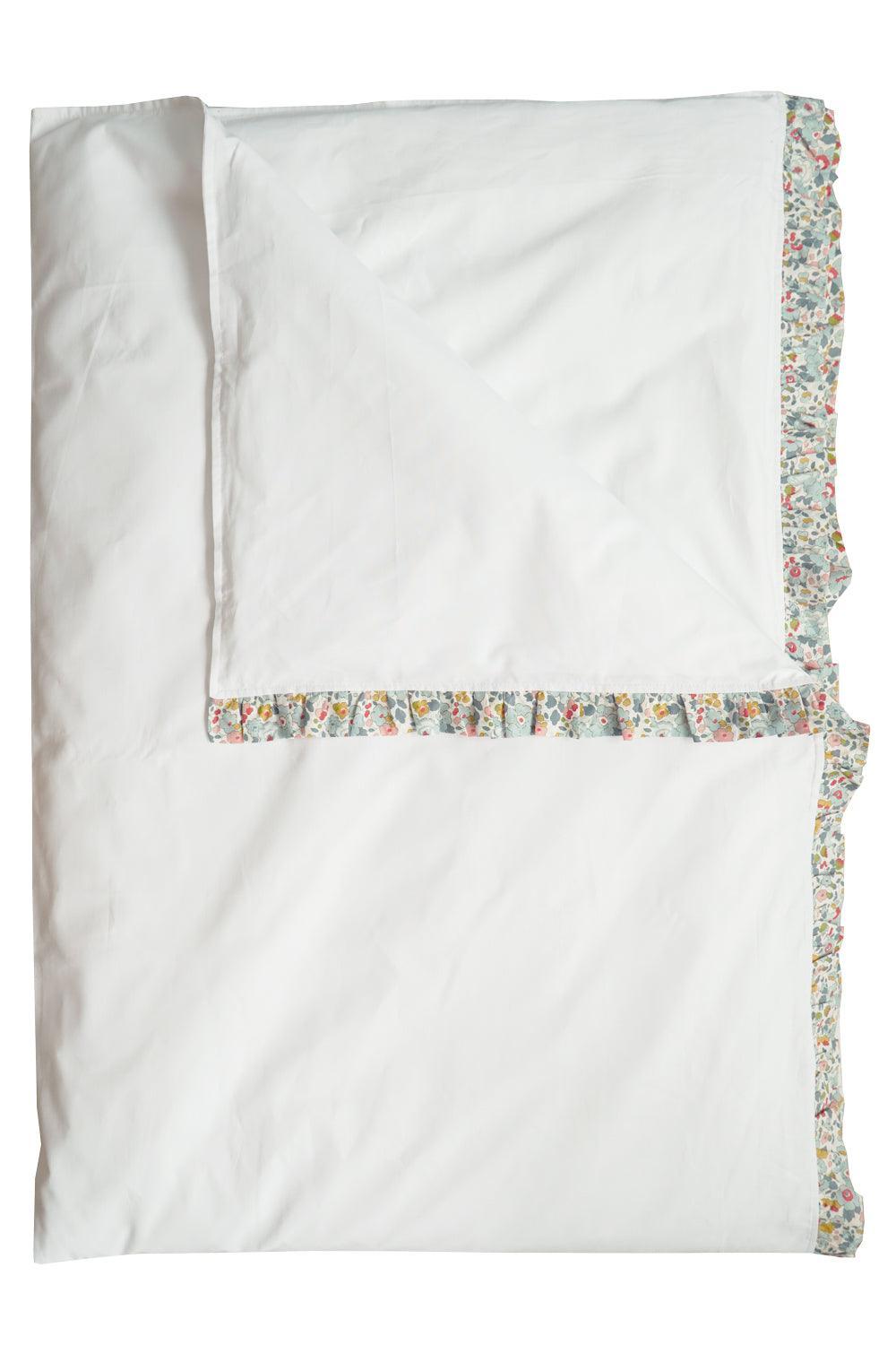 Frill-Edge White Duvet Set made with Liberty Fabric BETSY GREY