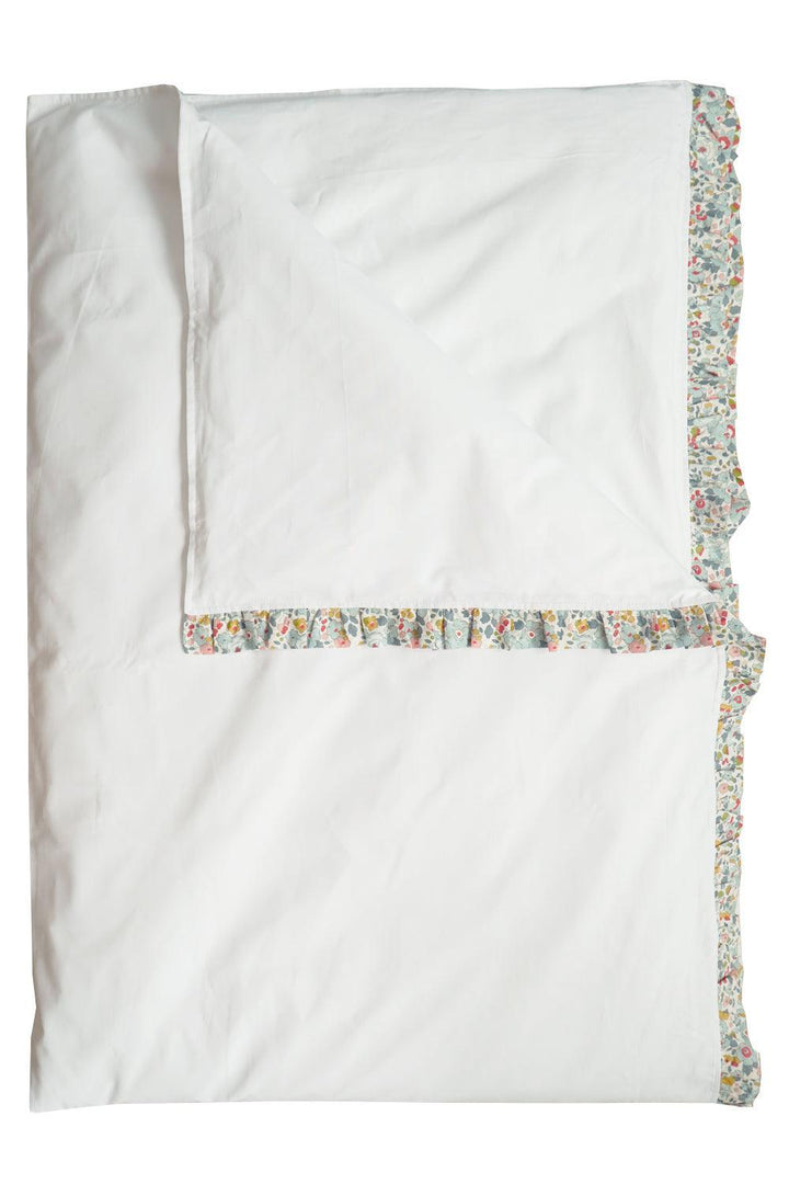 Frill-Edge White Duvet Set made with Liberty Fabric BETSY GREY