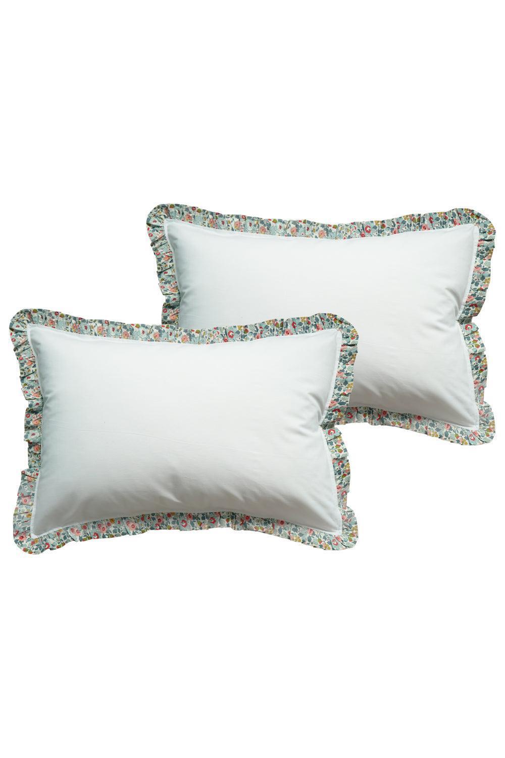 Frill-Edge White Duvet Set made with Liberty Fabric BETSY GREY