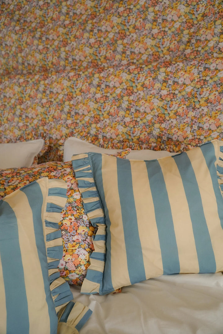 Frill-Edge White Duvet Set made with Liberty Fabric THORPE YELLOW