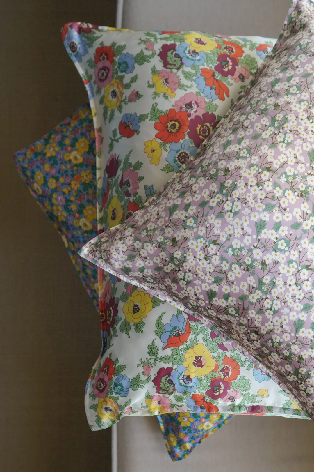 Silk Pillowcase made with Liberty Fabric MADELEINE WHITE