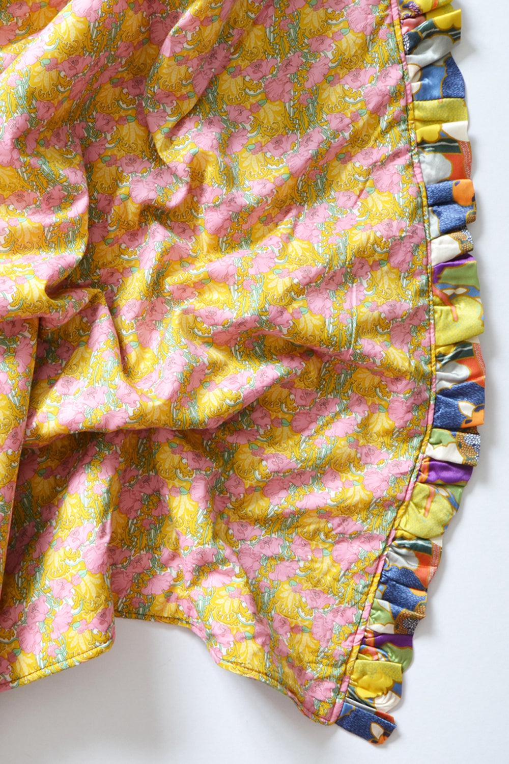 Reversible Ruffle Edge Silk Bedspread made with Liberty Fabric PROSPECT ROAD & CLEMENTINA