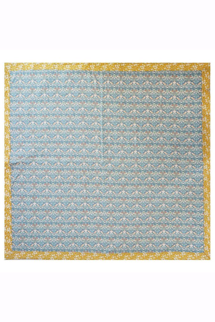 Picnic Blanket made with Liberty Fabric STRAWBERRY THIEF & CAPEL MUSTARD - Coco & Wolf