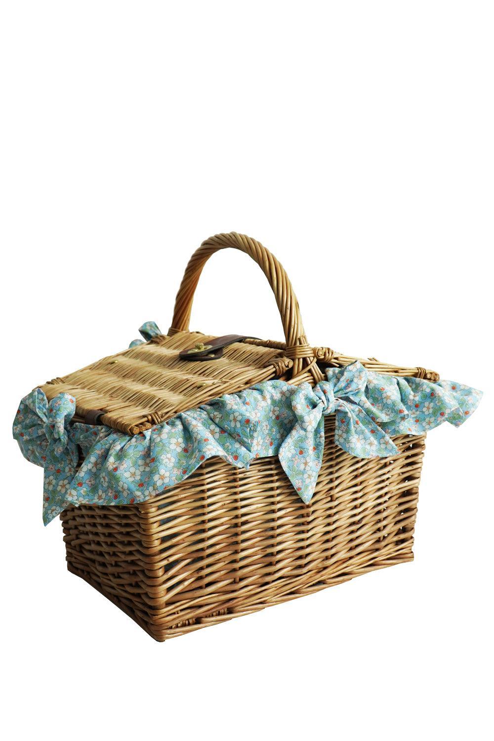 Rectangular Picnic Basket Hamper made with Liberty Fabric PAYSANNE BLOSSOM