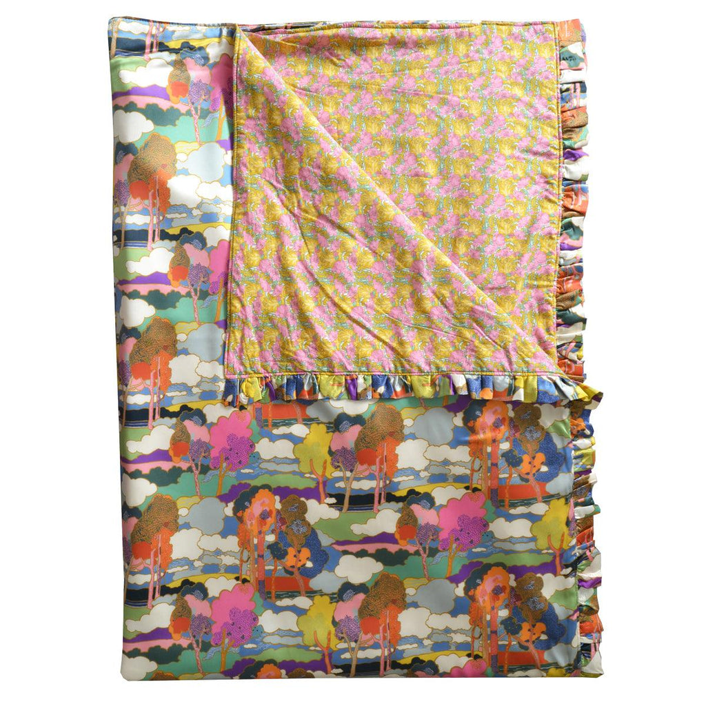 Coco & Wolf Ruffle Edge Silk Bedspread Liberty Fabric PROSPECT ROAD