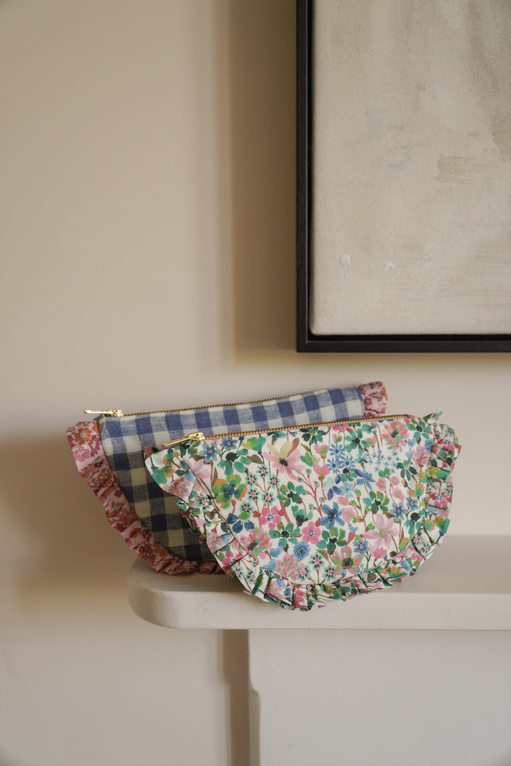 Ruffle Pouch made with Liberty Fabric DREAMS OF SUMMER
