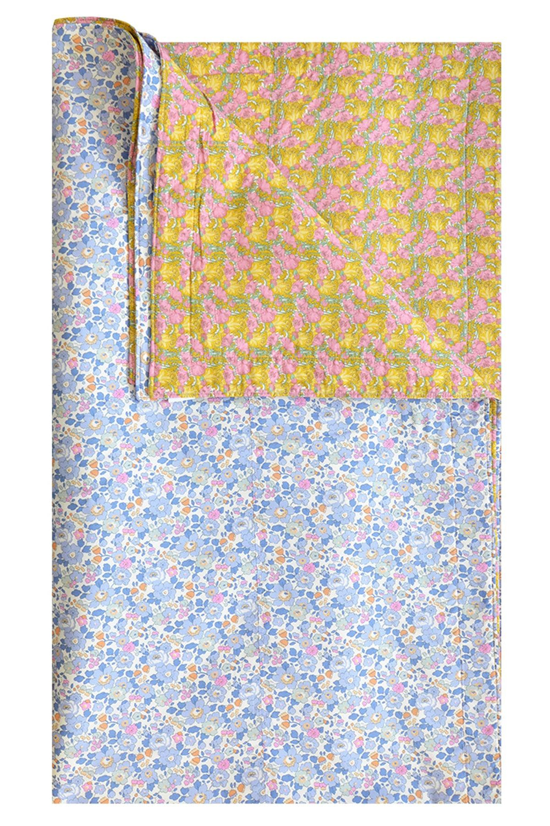 Reversible Stitch Border Bedspread made with Liberty Fabric BETSY & CLEMENTINA