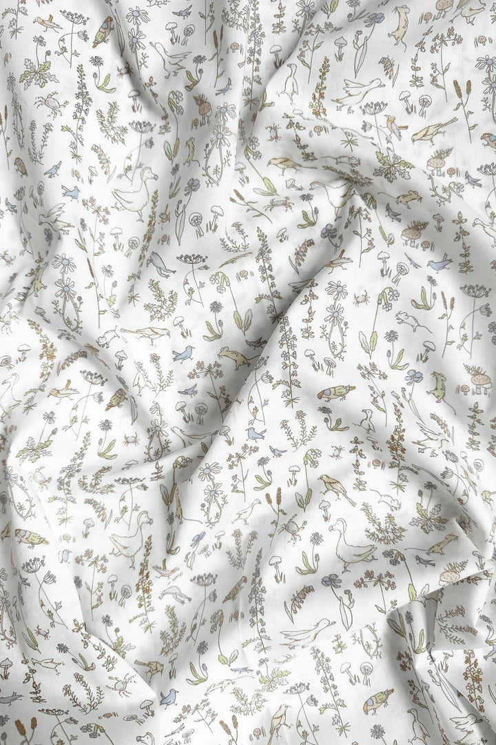 Fitted Sheet made with Liberty Fabric THEO GREEN