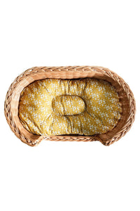 Wicker Oval Pet Bed made with Liberty Fabric CAPEL MUSTARD - Coco & Wolf