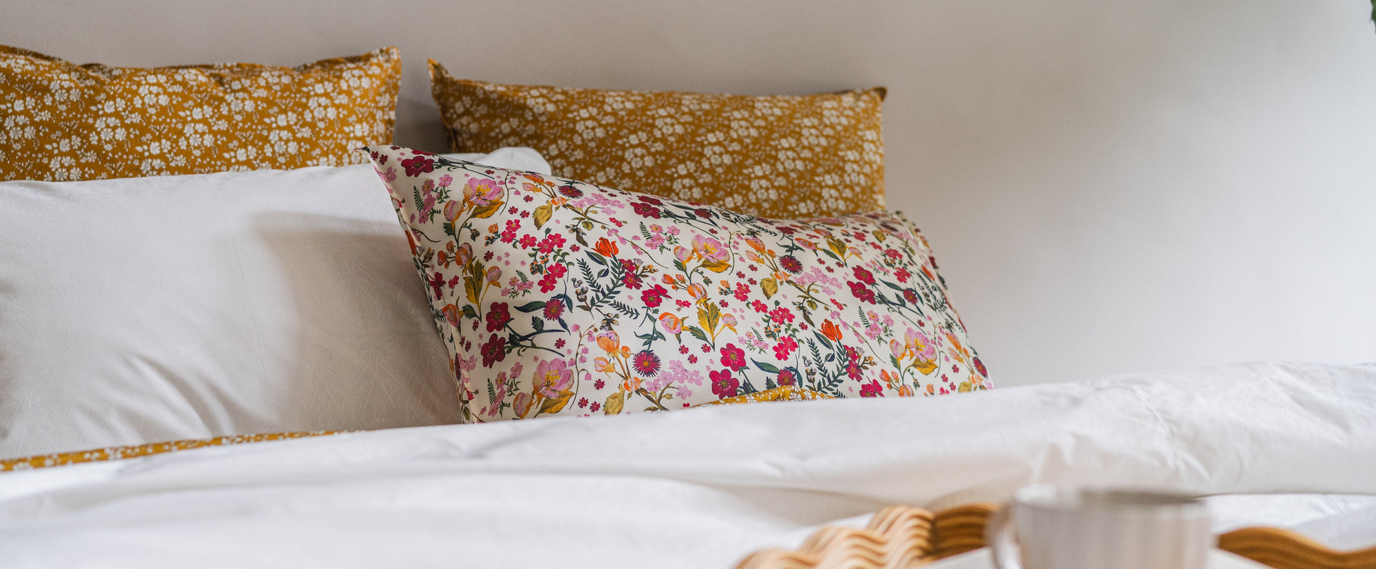 Luxury pillowcases made with Liberty fabrics by Coco & Wolf
