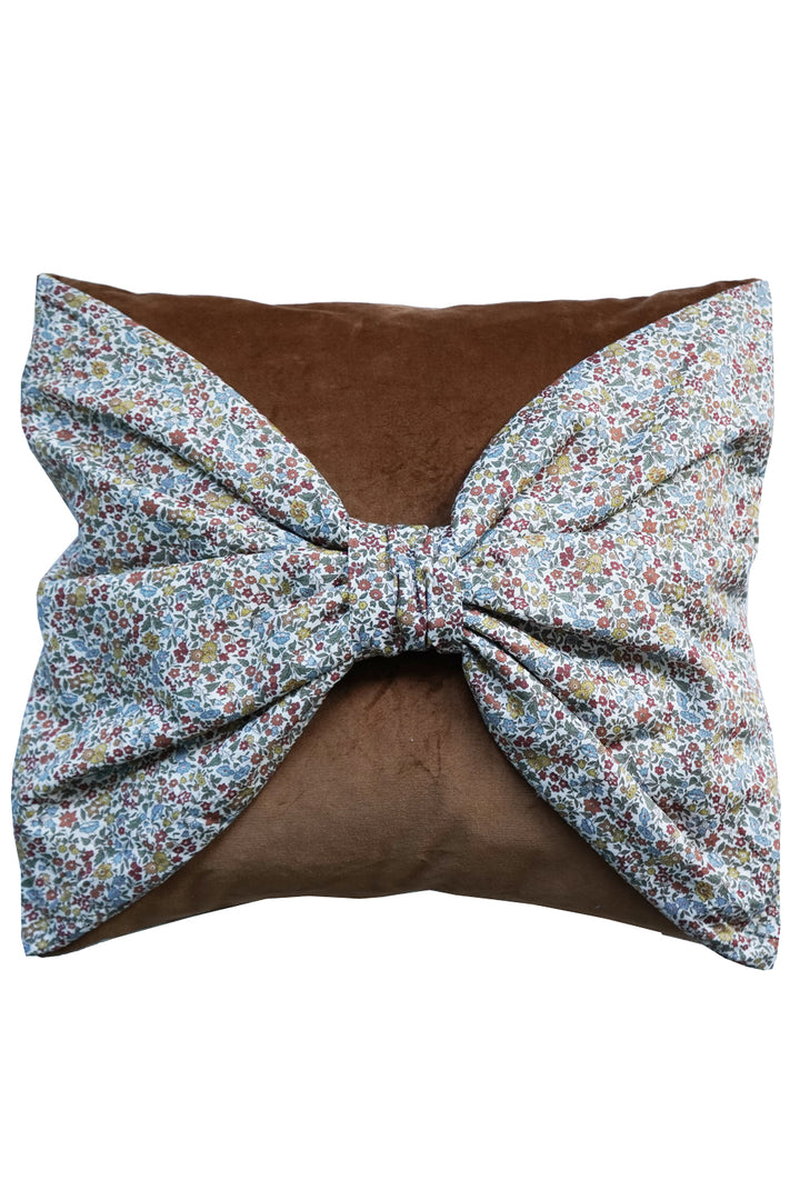 Big Bow Velvet Cushion made with Liberty Fabric AVA