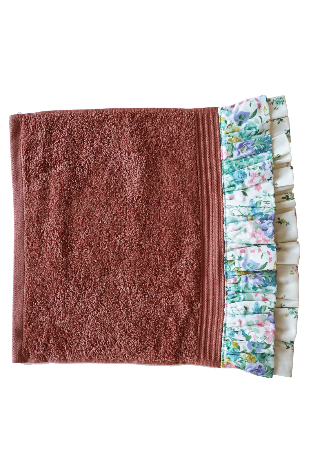 Bridgerton Ruffle Edge Towel made with Liberty Fabric BOUQUET PARADE GREEN & POSY CORSAGE YELLOW