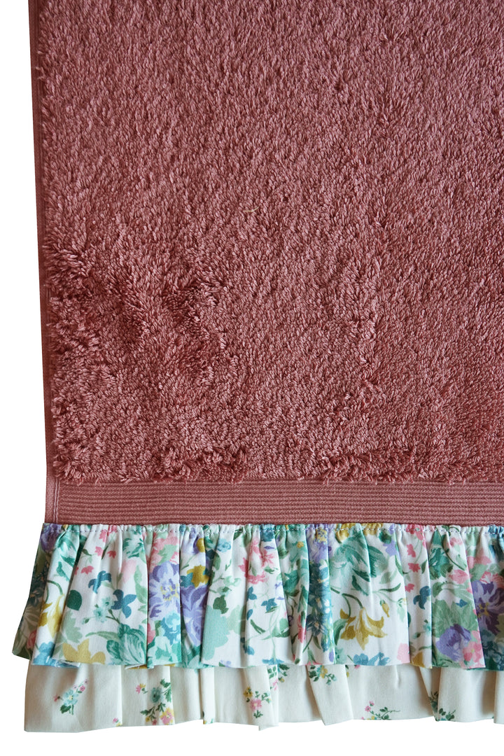 Bridgerton Ruffle Edge Towel made with Liberty Fabric BOUQUET PARADE GREEN & POSY CORSAGE YELLOW