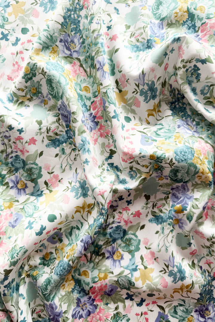 Bridgerton Ruffle Edge Towel made with Liberty Fabric BOUQUET PARADE GREEN & POSY CORSAGE YELLOW