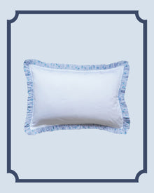 Bridgerton Frill-Edge White Pillowcase made with Liberty Fabric POSY CORSAGE BLUE