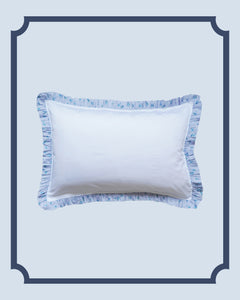 Bridgerton Frill-Edge White Pillowcase made with Liberty Fabric POSY CORSAGE BLUE