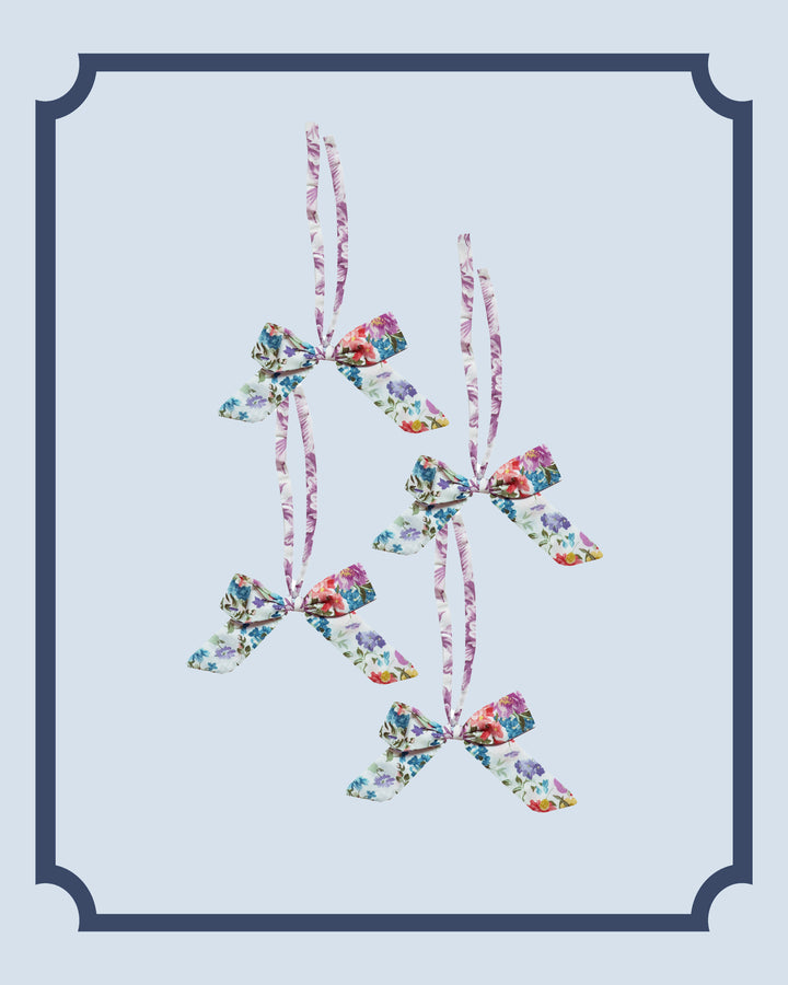 Bridgerton Set of 4 Napkin Ring Bows made with Liberty Fabric BOUQUET PARADE PEACH