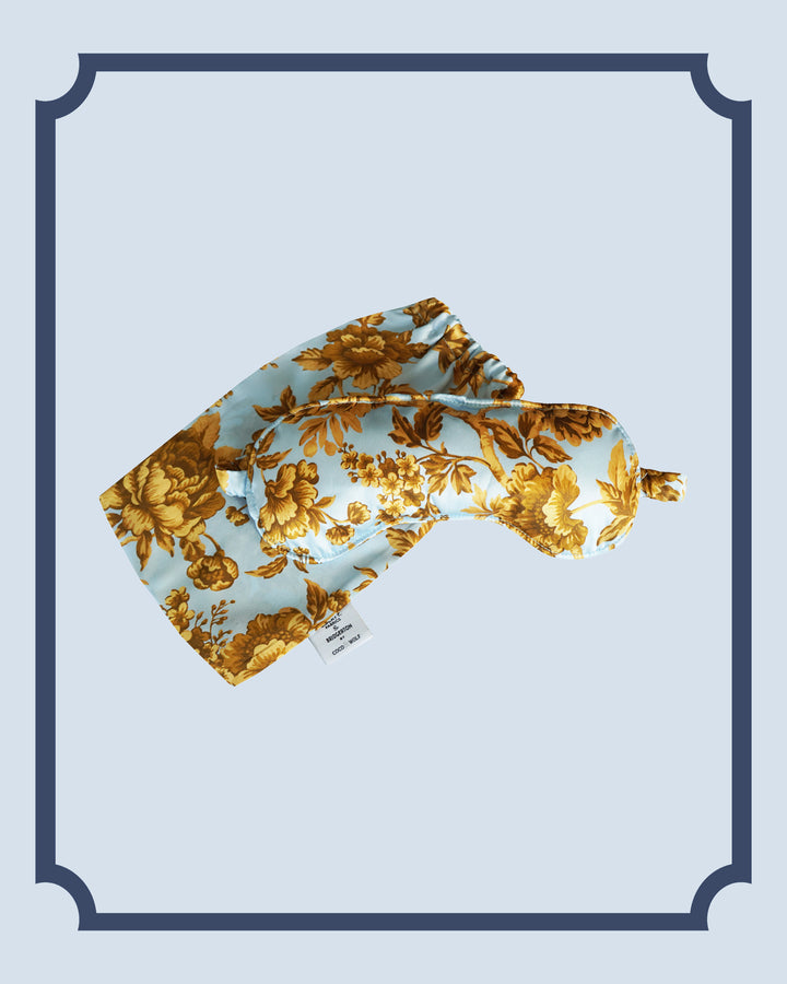 Bridgerton Silk Eye Mask made with Liberty Fabric REGENCY TRAIL BLUE & GOLD