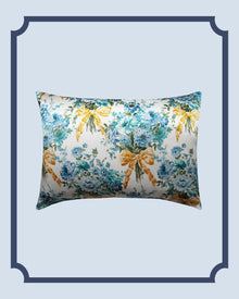 Bridgerton Silk Pillowcase made with Liberty Fabric BOW BOUQUET GOLD