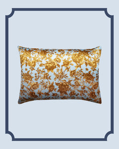 Bridgerton Silk Pillowcase made with Liberty Fabric REGENCY TRAIL BLUE & GOLD