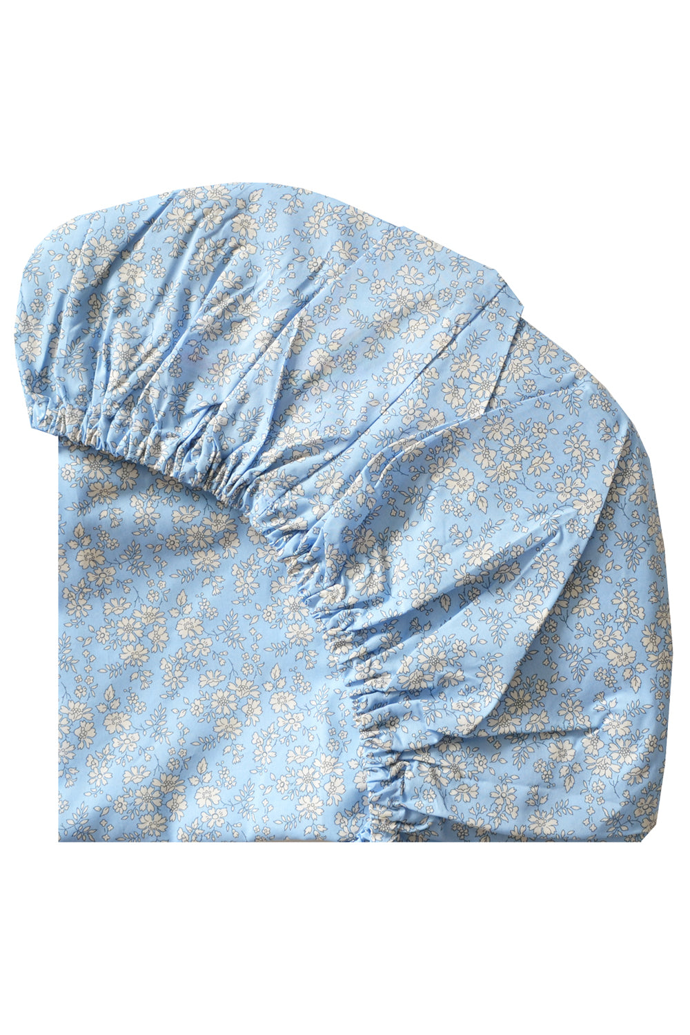 Fitted Sheet made with Liberty Fabric CAPEL BLUE