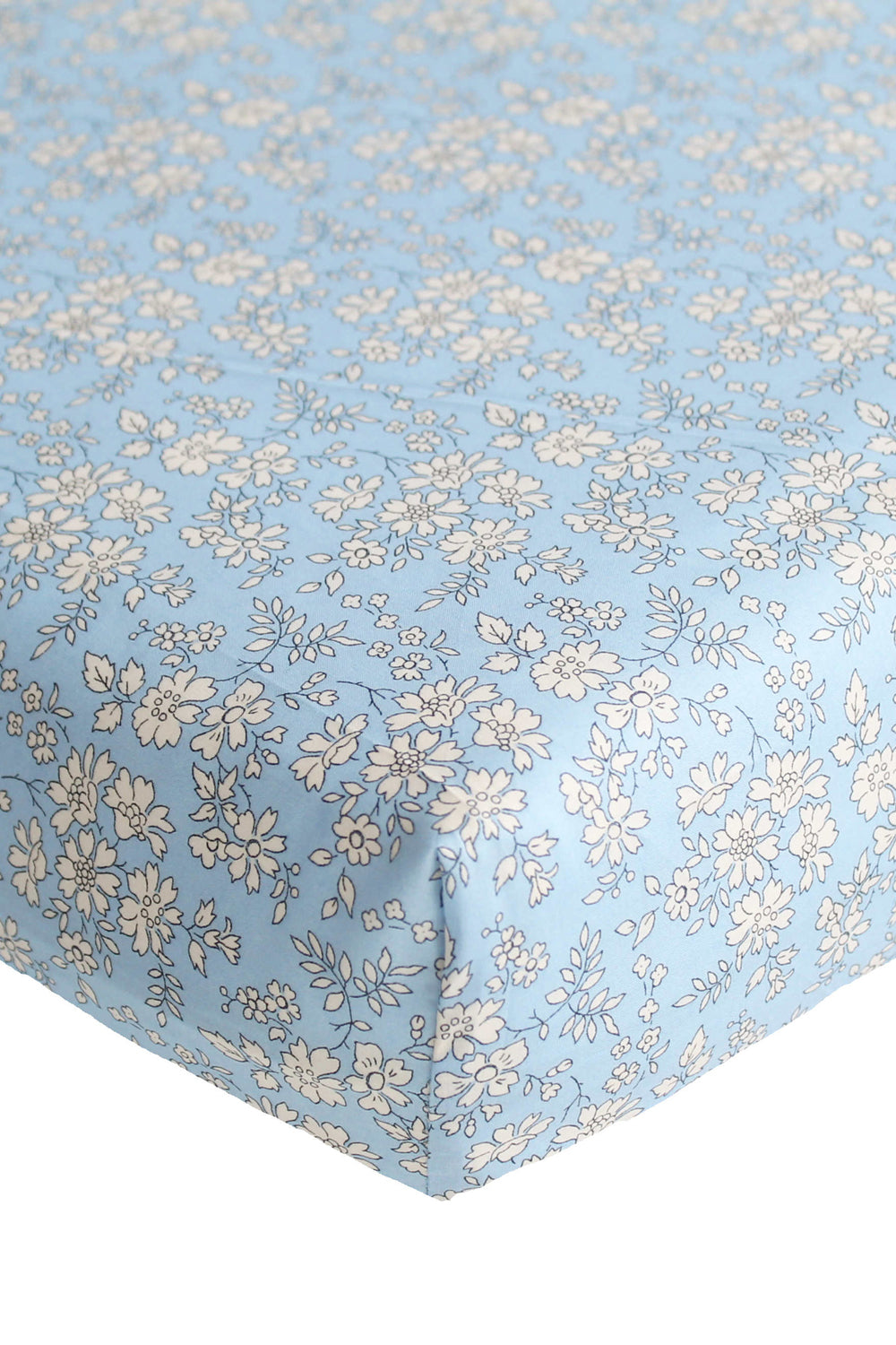 Fitted Sheet made with Liberty Fabric CAPEL BLUE