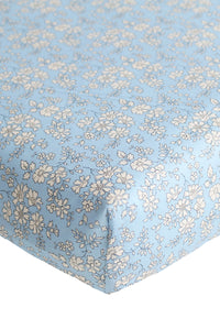 Fitted Sheet made with Liberty Fabric CAPEL BLUE