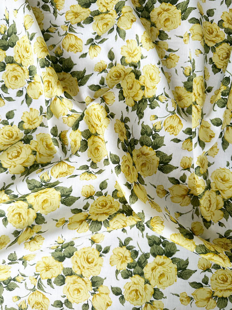 Liberty Fabric Tana Lawn® Cotton CARLINE ROSE LEMON