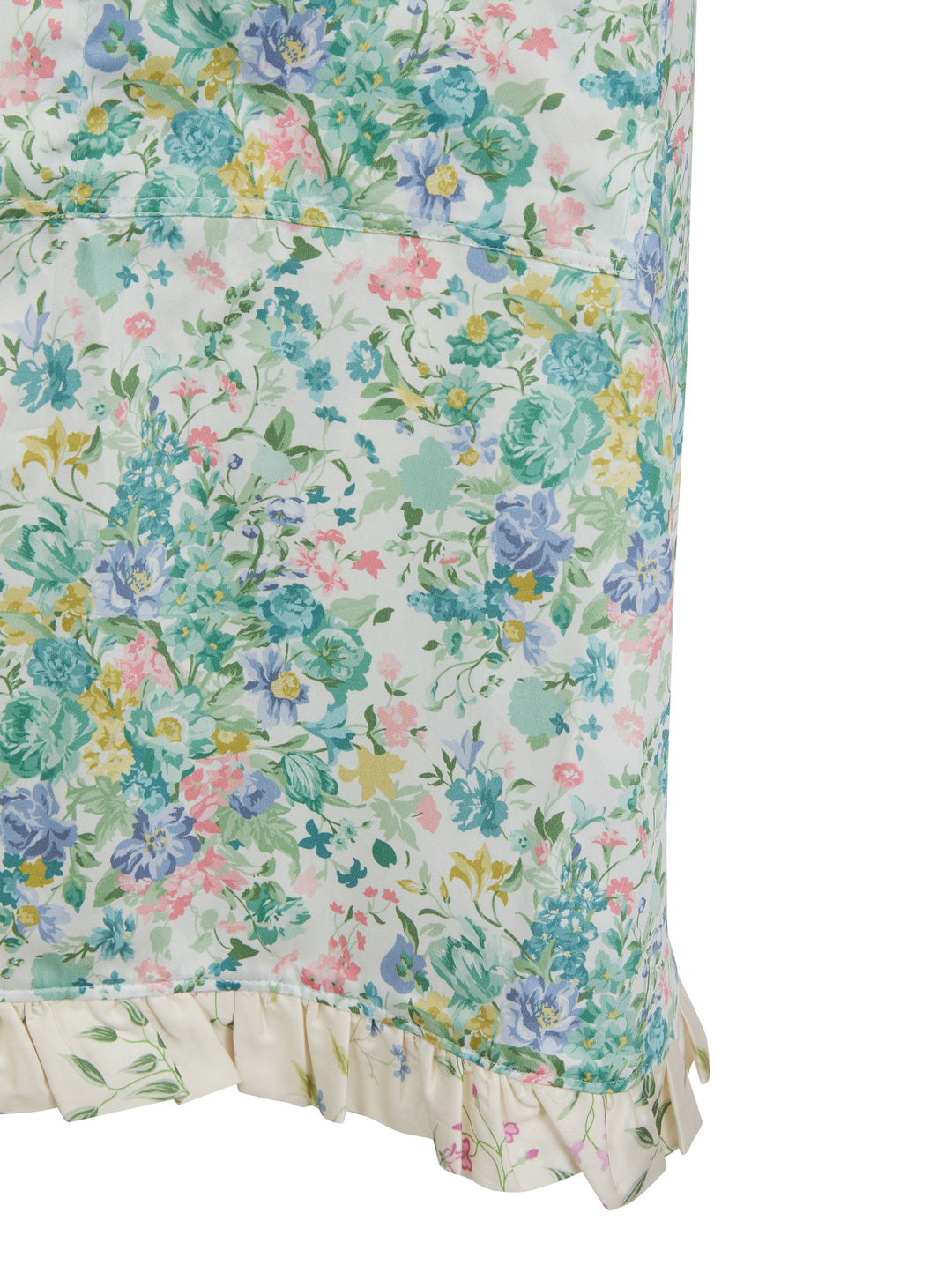 Bridgerton Reversible Ruffle Apron BOUQUET PARADE GREEN & REGAL BLOSSOM