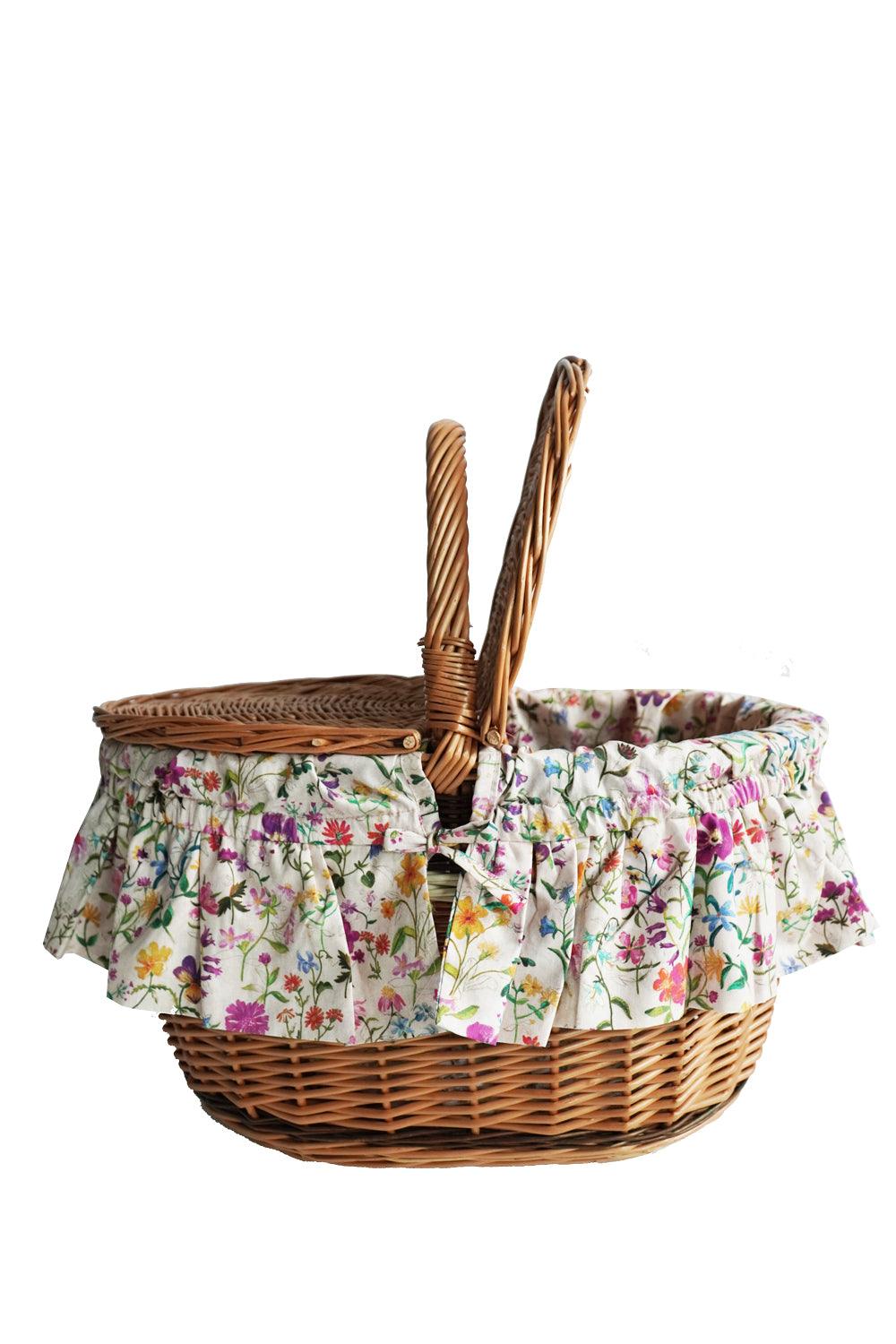 Oval Picnic Basket made with Liberty Fabric LINEN GARDEN - Coco & Wolf